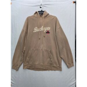 Campus Specialties Ohio State Buckeyes Hoodie XL Tan Distressed Raw Edge Grunge